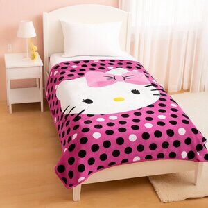 Hello Kitty Pink Plush Throw Blanket 46x60 Soft Fleece Kids Twin Bed Bedding Gif